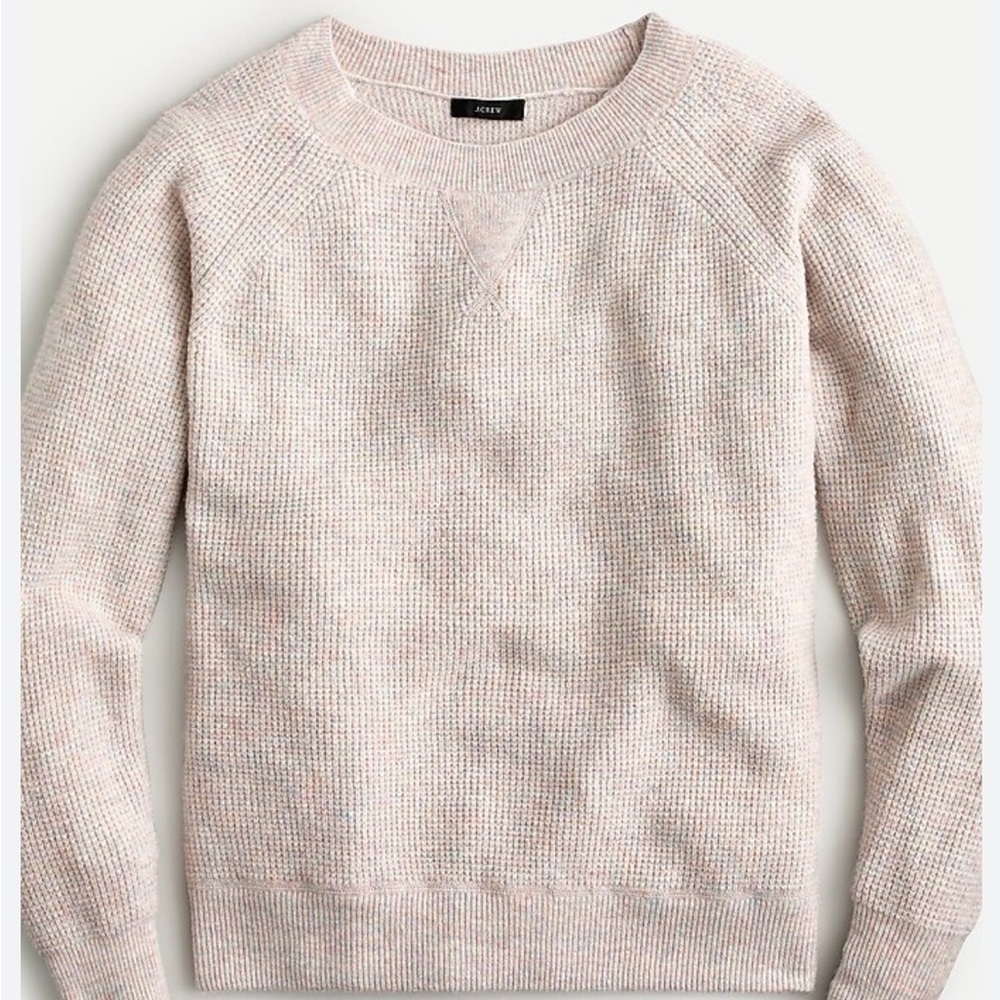 J.Crew Waffle Knit Crewneck Sweater Pink XS Merino Wool Alpaca Soft